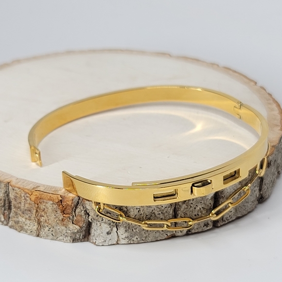 NEW 18K Gold Stainless Steel with Chain Bracelet - Picture 6 of 13